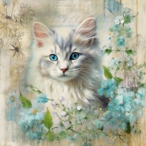 Cat Kitten Art Blank Square Card (Design 1)