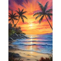 Tropical Beach Scenery Art Blank Card (Design 1)