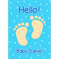 Personalised Baby Boy Birth Card (Baby Feet)