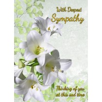 Sympathy Bereavement Card (With Deepest Sympathy, Lilies)