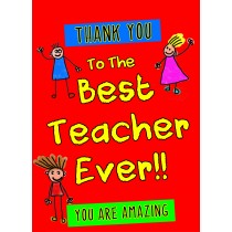 Thank You Teacher Card (Red)