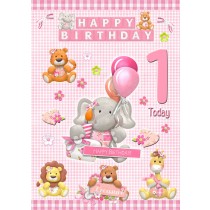 Baby Girls 1st Birthday Card