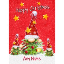 Personalised Christmas Card (Gnome, Red)