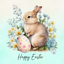 Easter Square Greeting Card (Rabbit, Green)