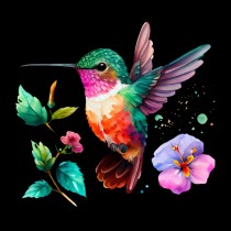 Hummingbird Art Square Greeting Card Design 1