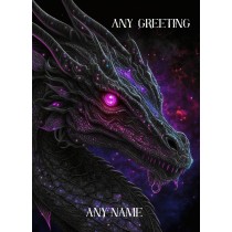 Personalised Fantasy Dragon Art Greeting Card (Birthday, Fathers Day, Any Occasion) Design 1