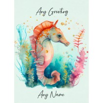 Personalised Fantasy Seahorse Greeting Card (Birthday, Fathers Day, Any Occasion) Design 1