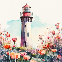 Lighthouse Scenery Art Blank Greeting Card