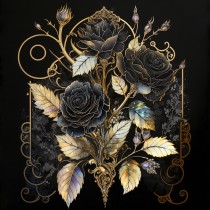 Rose Flower Gold Fantasy Art Blank Greeting Card