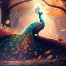 Peacock Animal Fantasy Art Blank Greeting Card