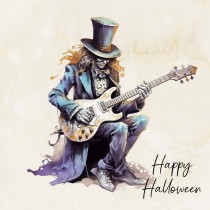Victorian Musical Skeleton Halloween Square Card (Design 1)