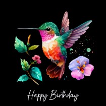 Hummingbird Art Square Birthday Card Design 1
