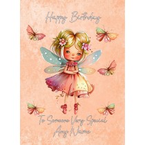 Personalised Fantasy Fairies Square Birthday Card (Peach)