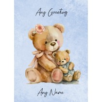 Personalised Cute Bear Art Greeting Card (Birthday, Fathers Day, Any Occasion) Design 1