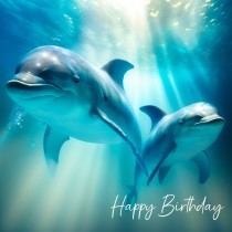 Dolphin Animal Art Birthday Greeting Card