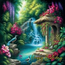 Waterfall Scenery Fantasy Art Birthday Greeting Card