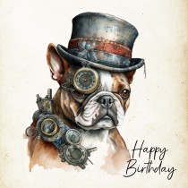 French Bulldog Fantasy Steampunk Square Birthday Card (Design 1)