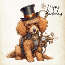 Poodle Fantasy Steampunk Square Birthday Card (Design 1)