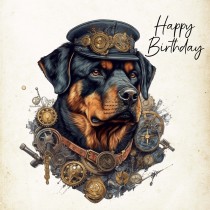 Rottweiler Fantasy Steampunk Square Birthday Card (Design 1)