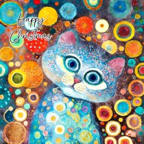 Cat Art Colourful Christmas Square Greeting Card (Design 1)