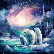 Polar Bear Art Christmas Square Card (Design 1)