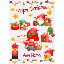 Personalised Christmas Card (Gnome, White)