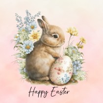 Easter Square Greeting Card (Rabbit, Pink)