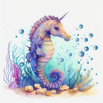 Fantasy Seahorse Art Square Greeting Card Design 2