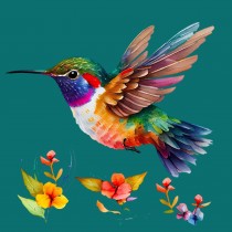 Hummingbird Art Square Greeting Card Design 2