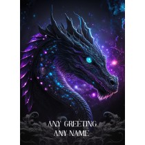 Personalised Fantasy Dragon Art Greeting Card (Birthday, Fathers Day, Any Occasion) Design 2
