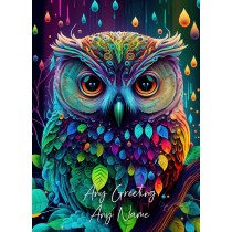 Personalised Fantasy Owl Greeting Card (Birthday, Fathers Day, Any Occasion) Design 2