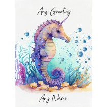Personalised Fantasy Seahorse Greeting Card (Birthday, Fathers Day, Any Occasion) Design 2