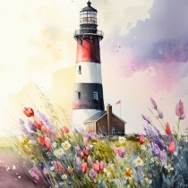 Lighthouse Scenery Art Blank Greeting Card