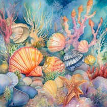 Coral Reef Shells Art Blank Greeting Card