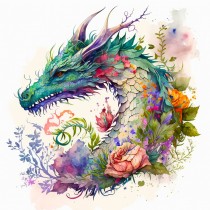 Dragon Watercolour Art Blank Greeting Card