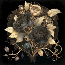 Rose Flower Gold Fantasy Art Blank Greeting Card