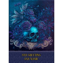 Personalised Gothic Skull Colourful Art Fantasy Greeting Card (Birthday, Fathers Day, Any Occasion)