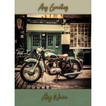 Personalised Vintage Classic Motorbike Greeting Card (Birthday, Fathers Day, Any Occasion) 2