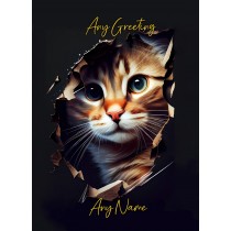 Personalised Cat Art Greeting Card (Birthday, Fathers Day, Any Occasion) 2