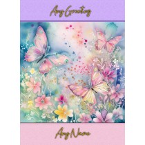 Personalised Butterfly Pastel Art Greeting Card (Birthday, Fathers Day, Any Occasion) 2