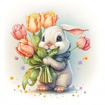 Bunny Rabbit Watercolour Square Blank Card 2