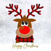 Reindeer Cartoon Christmas Square Card (Design 2)