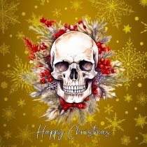 Gothic Fantasy Skull Wreath Christmas Square Card (Design 2)