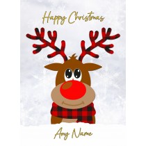 Personalised Reindeer Cartoon Christmas Card (Design 2)