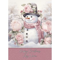 Personalised Snowman Art Christmas Card (Design 2)