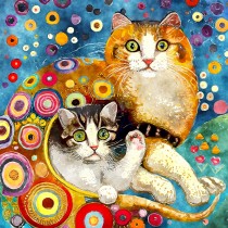 Cat Art Colourful Blank Square Greeting Card (Design 2)