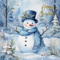 Snowman Art Christmas Greeting Card (Design 2)