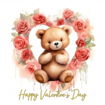 Valentines Day Square Greeting Card (Cuddly Bear, Design 2)