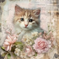 Cat Kitten Art Blank Square Card (Design 2)