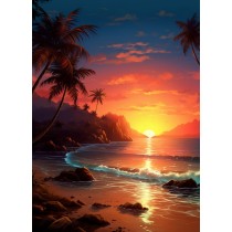 Tropical Beach Scenery Art Blank Card (Design 2)